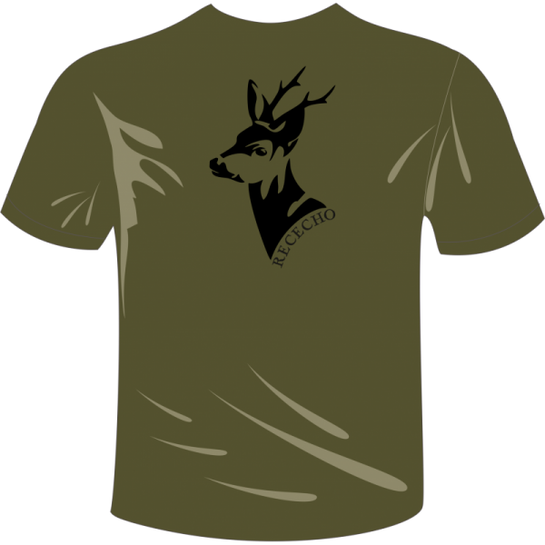 Camiseta de caza color verde con un corzo en la espalda